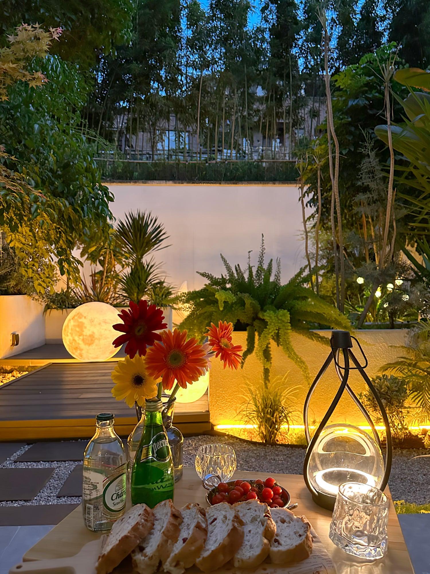 Modern Rechargeable LED Orb Lantern Portable Stainless Steel Table Lamp for Indoor Outdoor Use