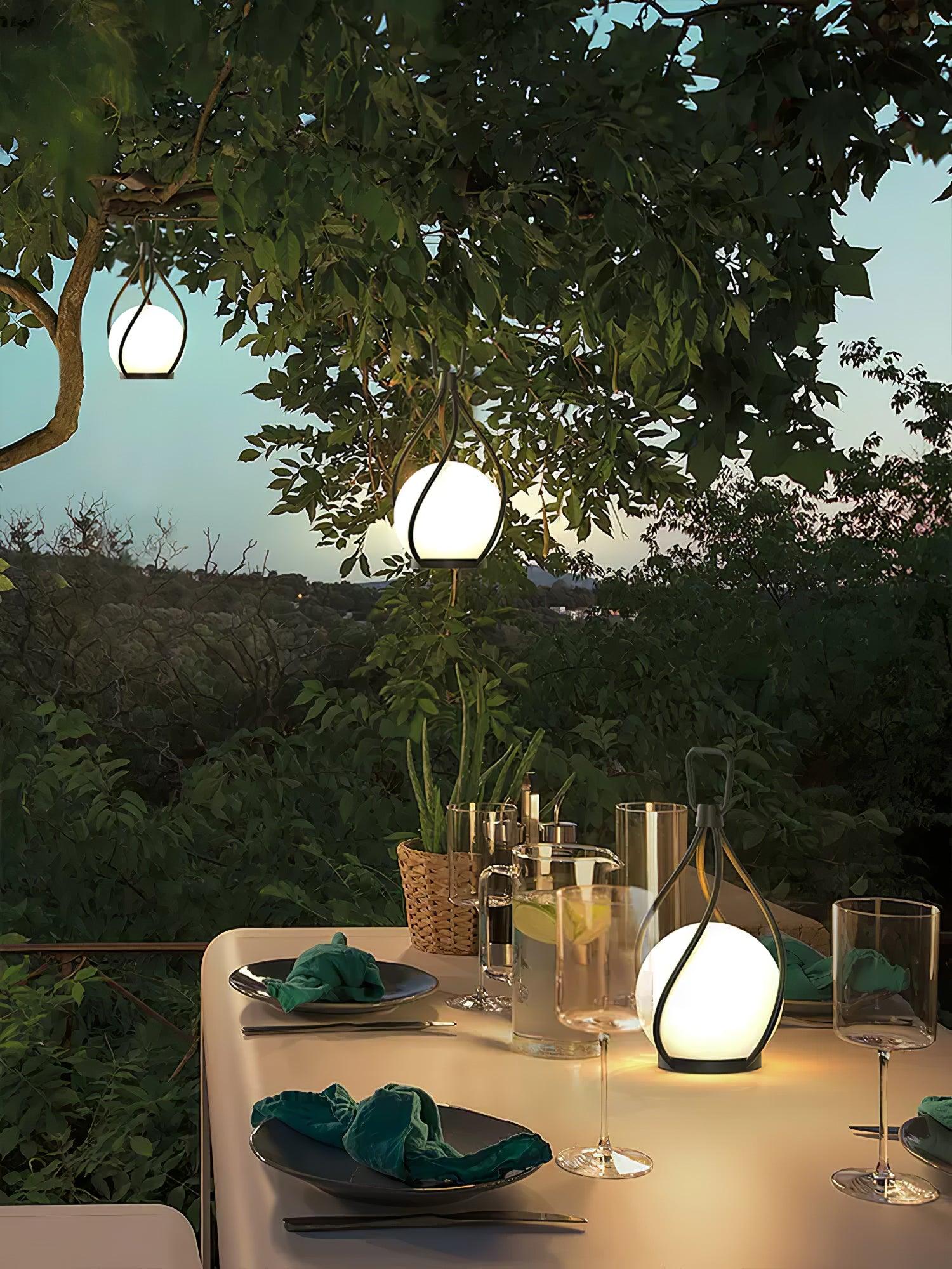 Modern Rechargeable LED Orb Lantern Portable Stainless Steel Table Lamp for Indoor Outdoor Use