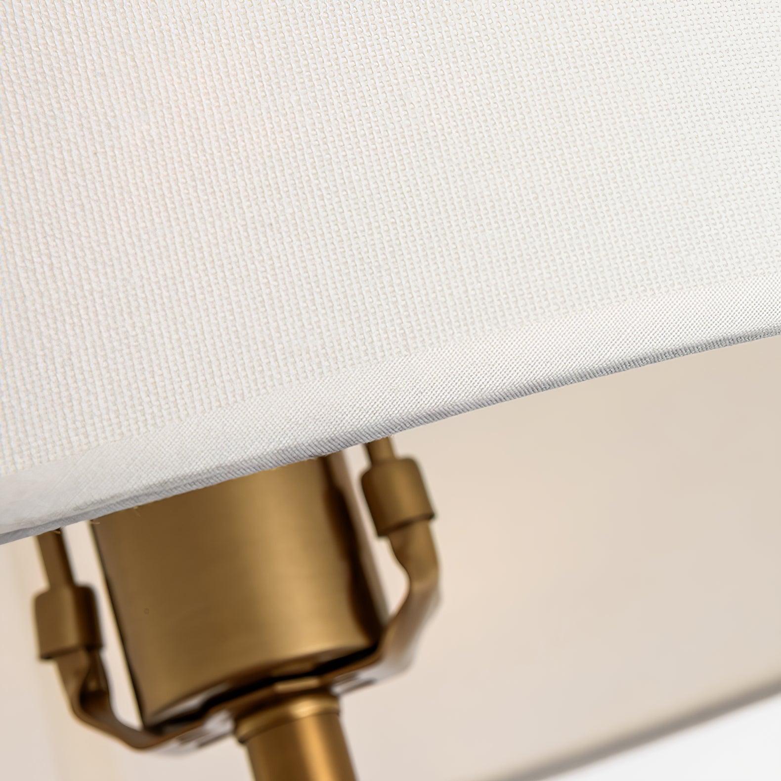 Elegant Modern Gold Bedside Table Lamp with White Linen Shade and Glass Base