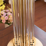 Elegant Modern Gold Bedside Table Lamp with White Linen Shade and Glass Base