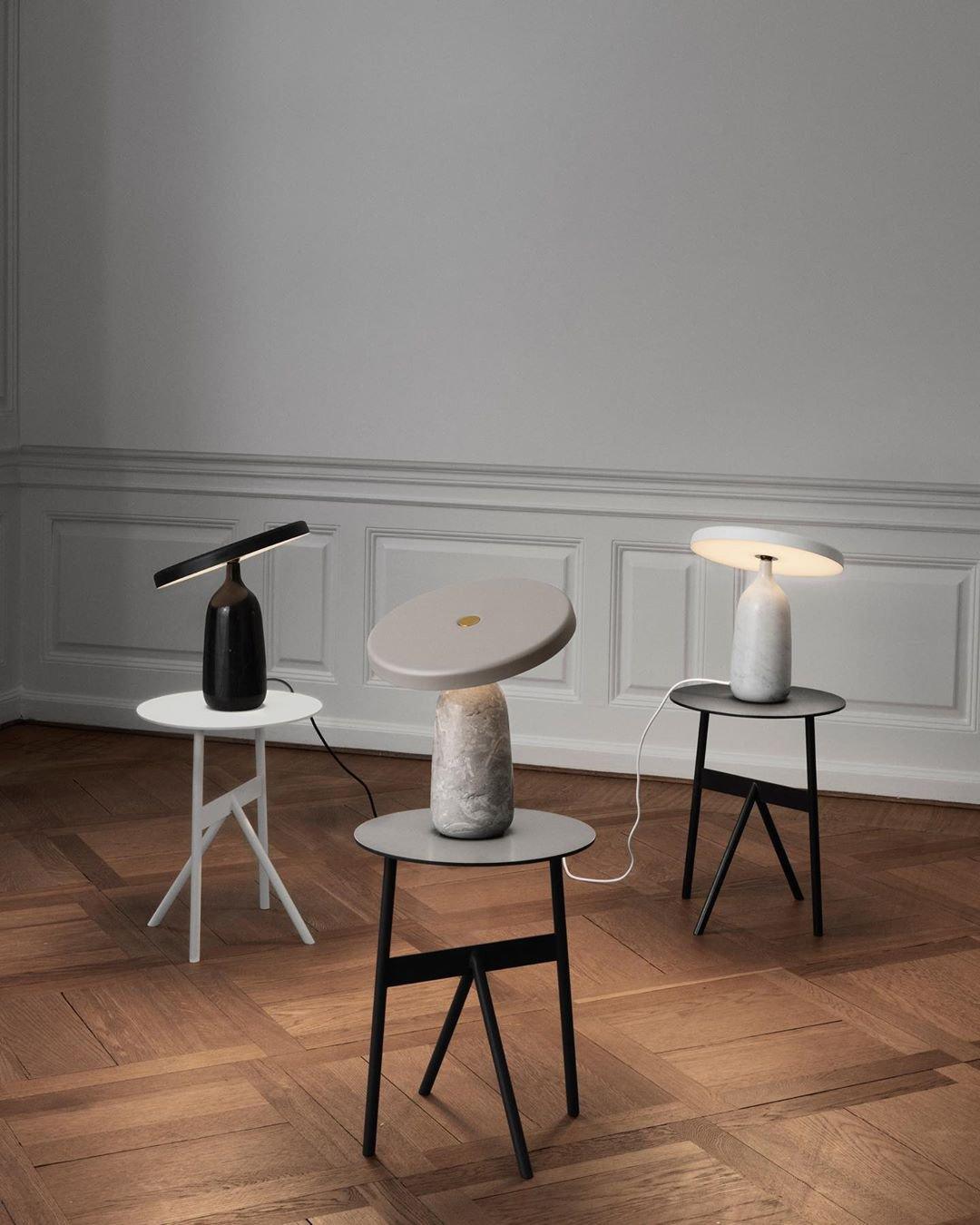 Eddy Modern Marble Base Table Lamp with Adjustable Steel Shade and Integrated LED