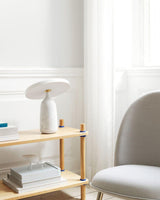 Eddy Modern Marble Base Table Lamp with Adjustable Steel Shade and Integrated LED