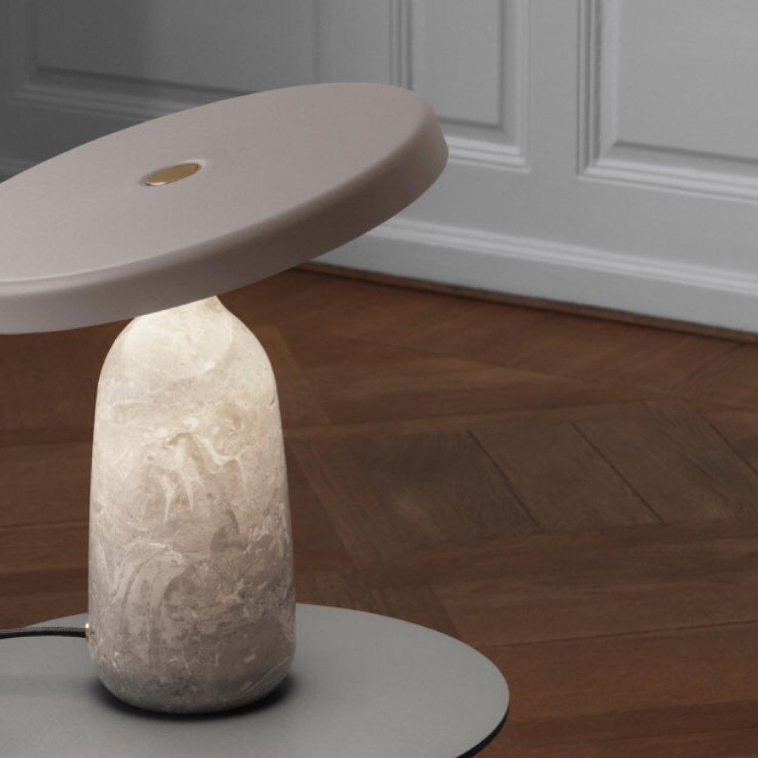 Eddy Modern Marble Base Table Lamp with Adjustable Steel Shade and Integrated LED