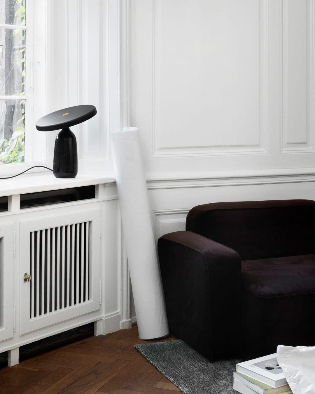 Eddy Modern Marble Base Table Lamp with Adjustable Steel Shade and Integrated LED