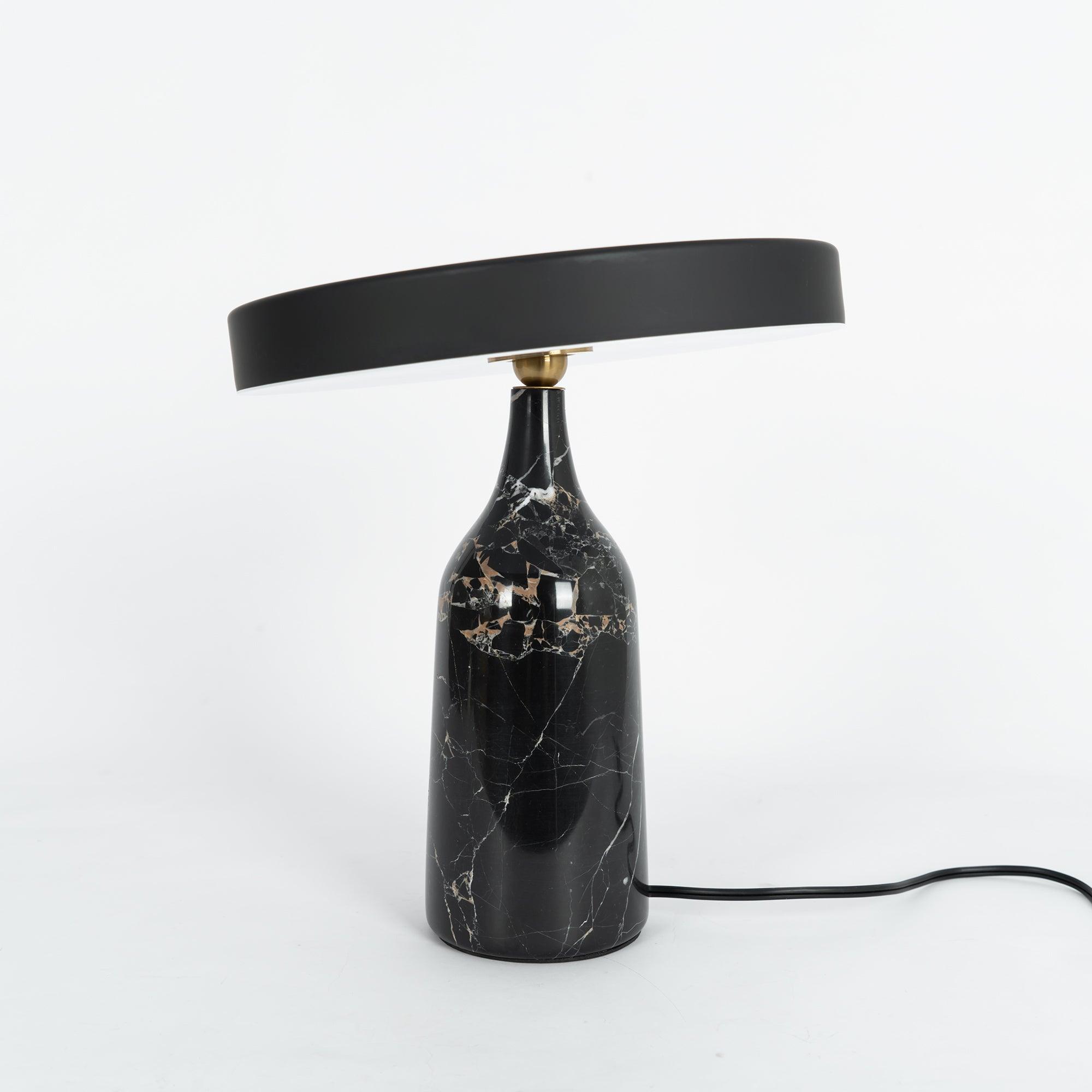 Eddy Modern Marble Base Table Lamp with Adjustable Steel Shade and Integrated LED