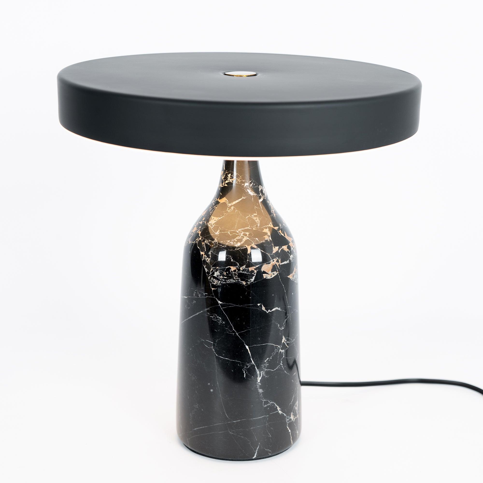 Eddy Modern Marble Base Table Lamp with Adjustable Steel Shade and Integrated LED