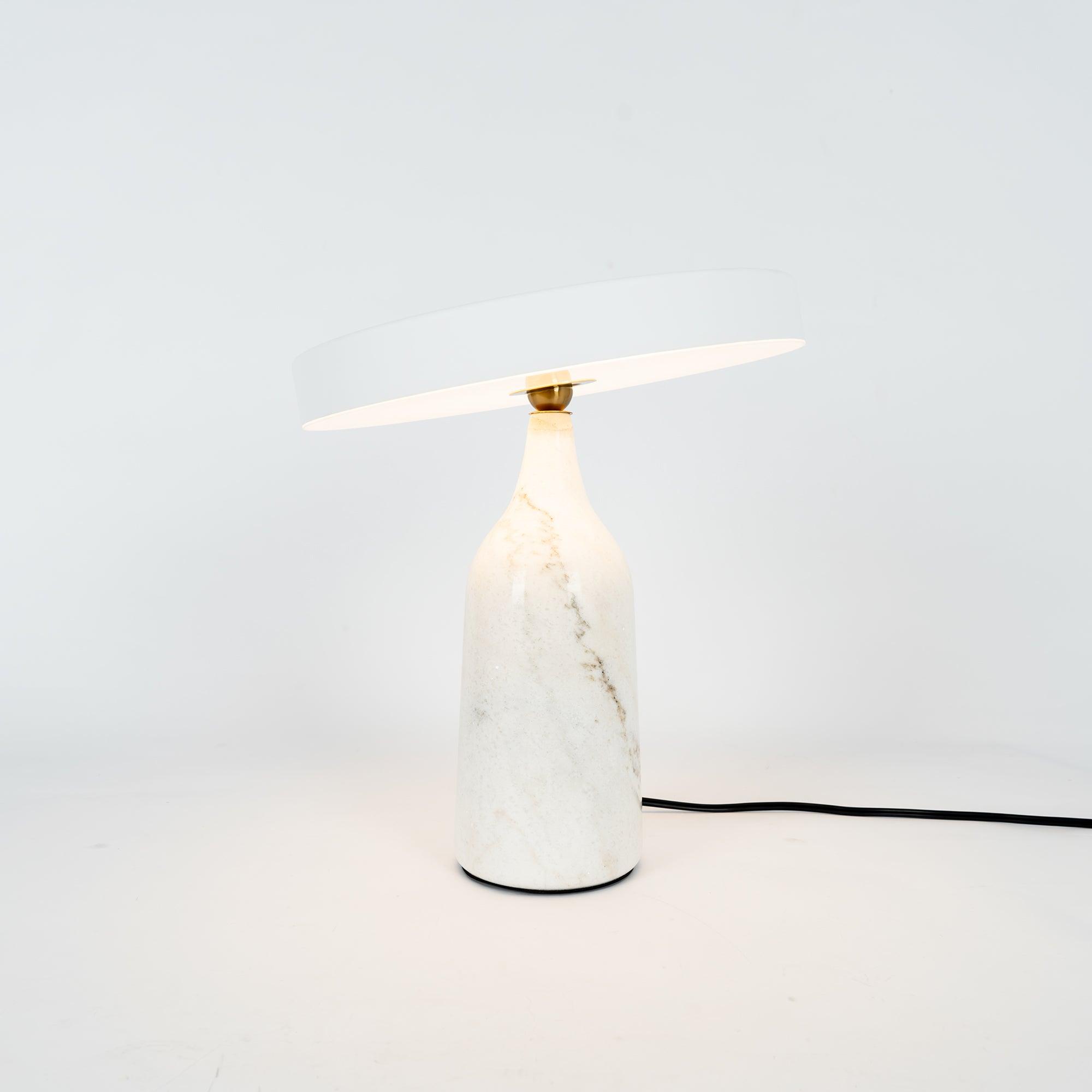 Eddy Modern Marble Base Table Lamp with Adjustable Steel Shade and Integrated LED
