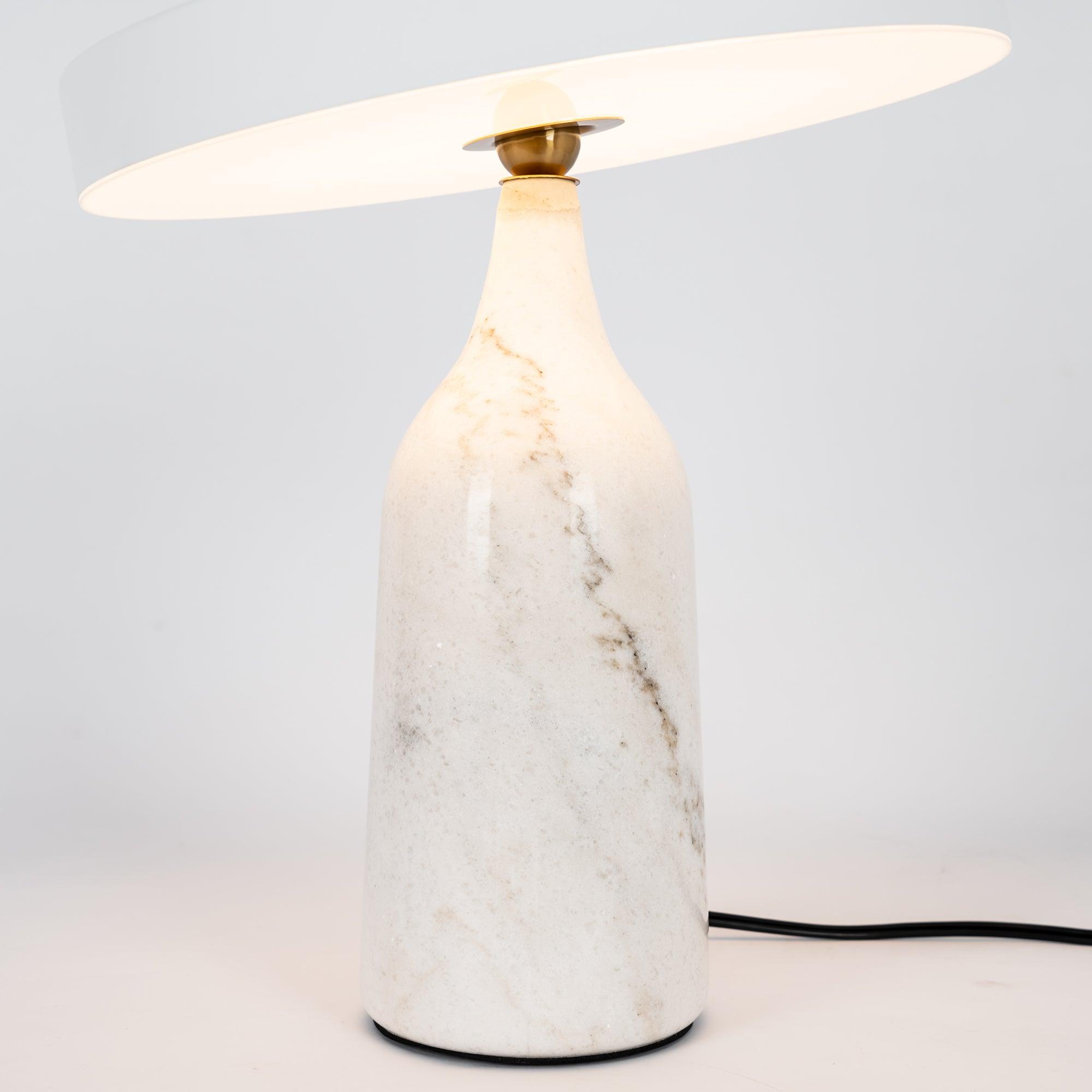 Eddy Modern Marble Base Table Lamp with Adjustable Steel Shade and Integrated LED