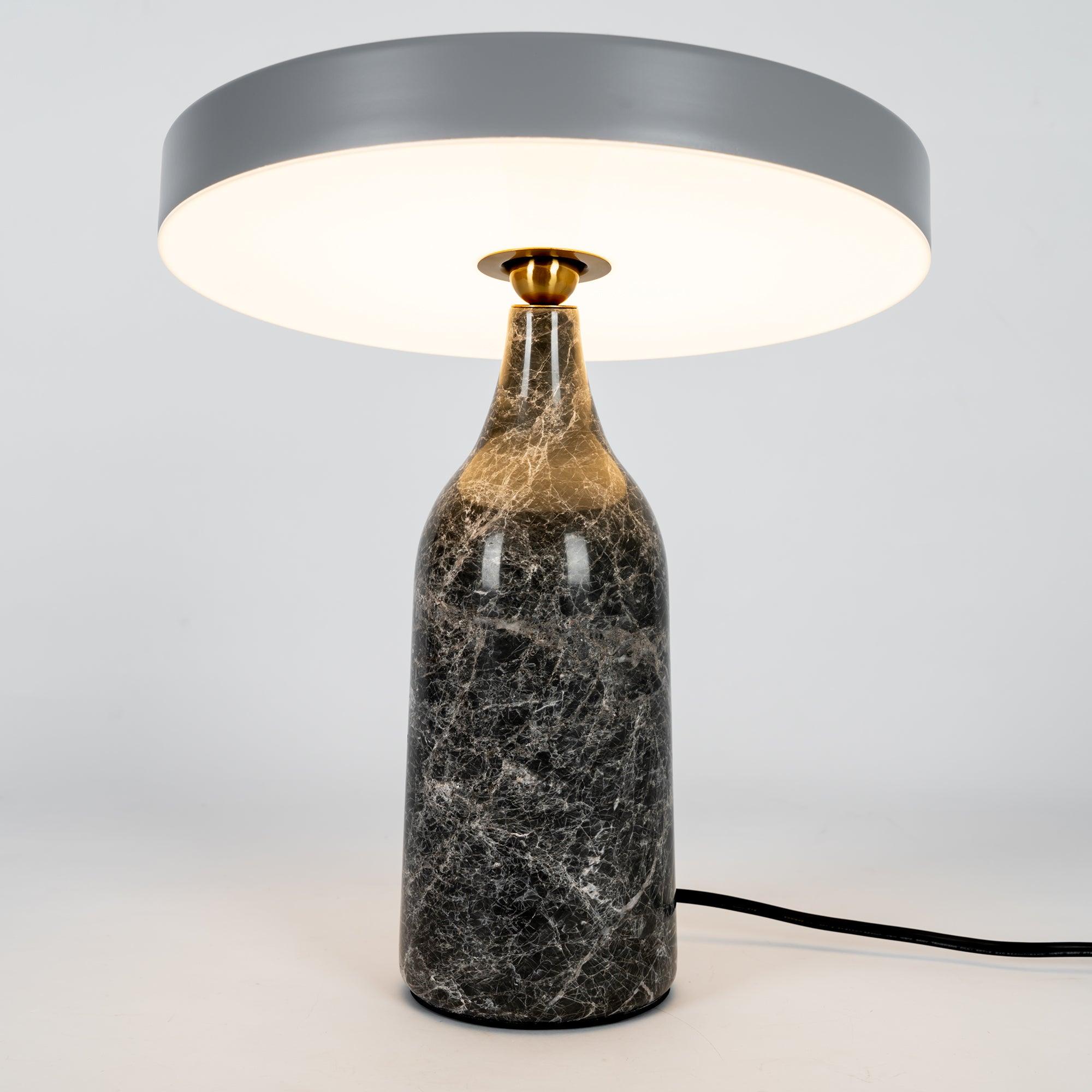Eddy Modern Marble Base Table Lamp with Adjustable Steel Shade and Integrated LED