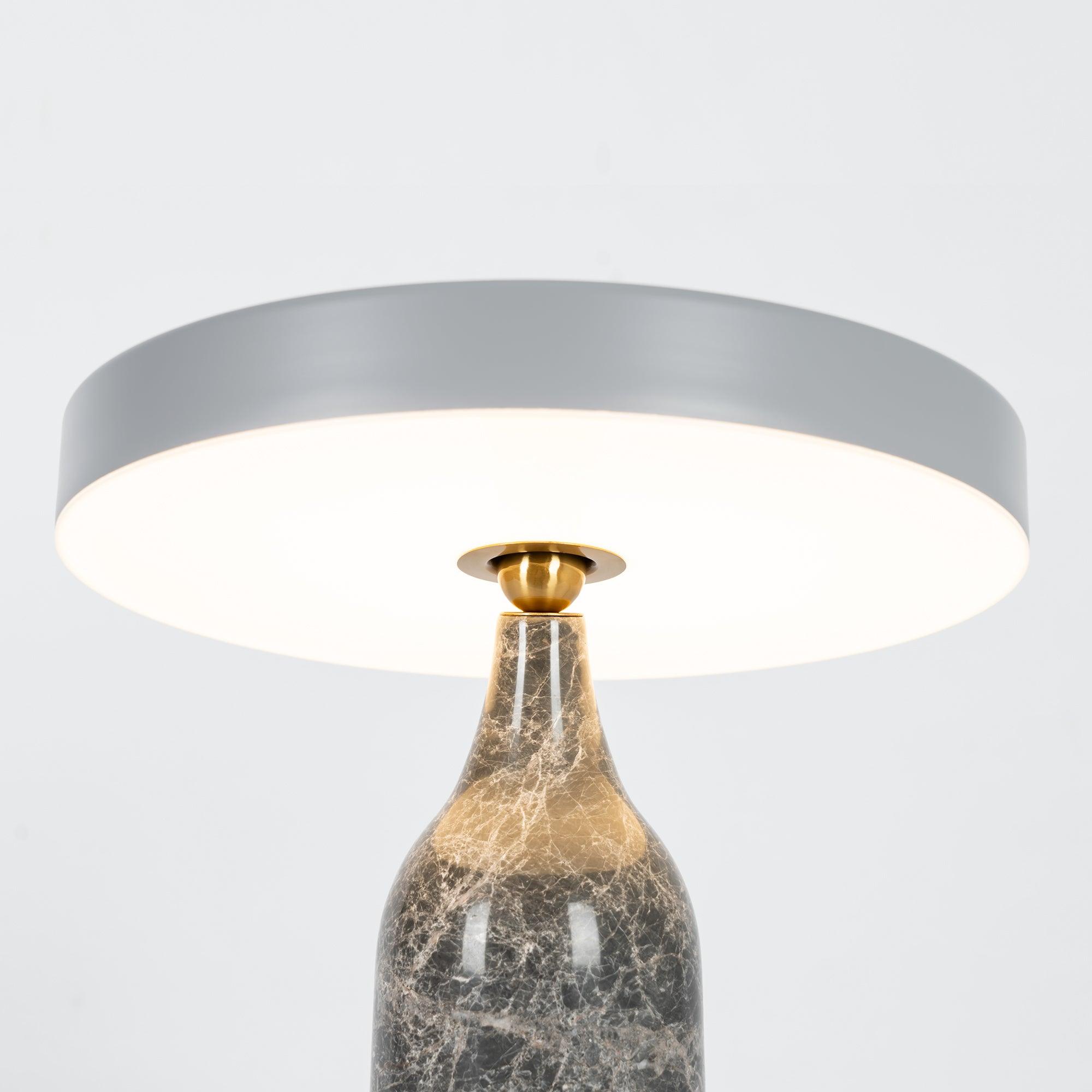 Eddy Modern Marble Base Table Lamp with Adjustable Steel Shade and Integrated LED