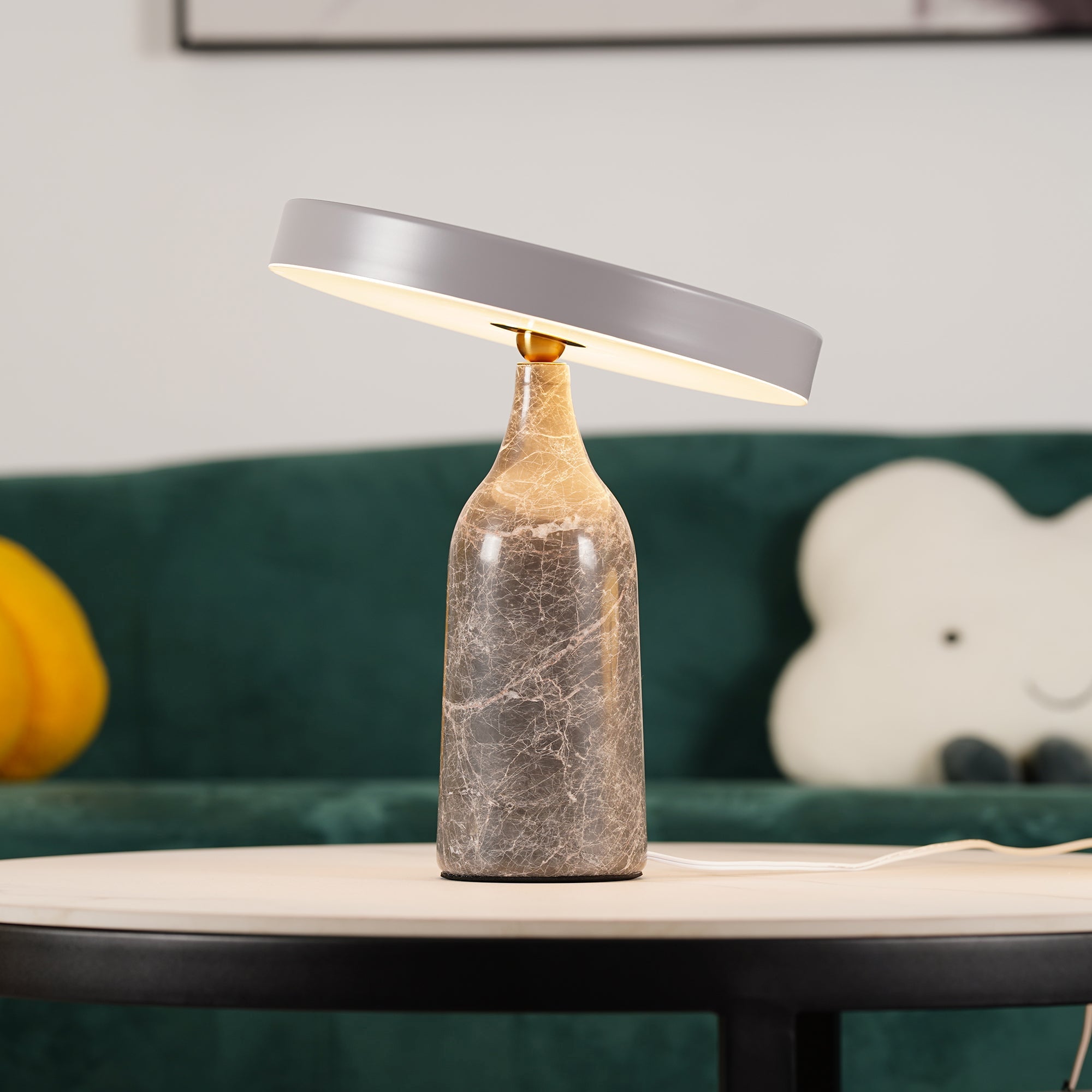 Eddy Modern Marble Base Table Lamp with Adjustable Steel Shade and Integrated LED