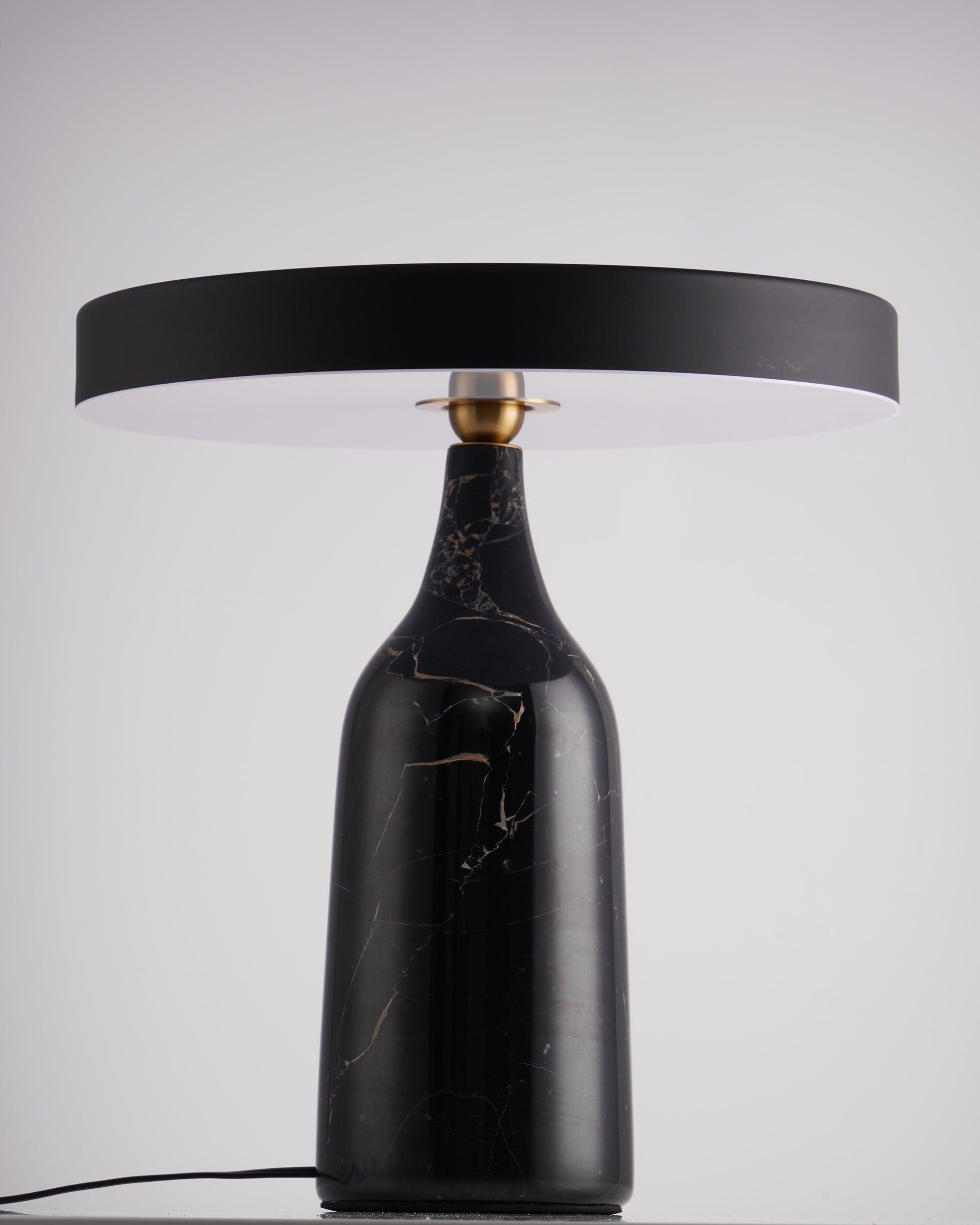 Eddy Modern Marble Base Table Lamp with Adjustable Steel Shade and Integrated LED