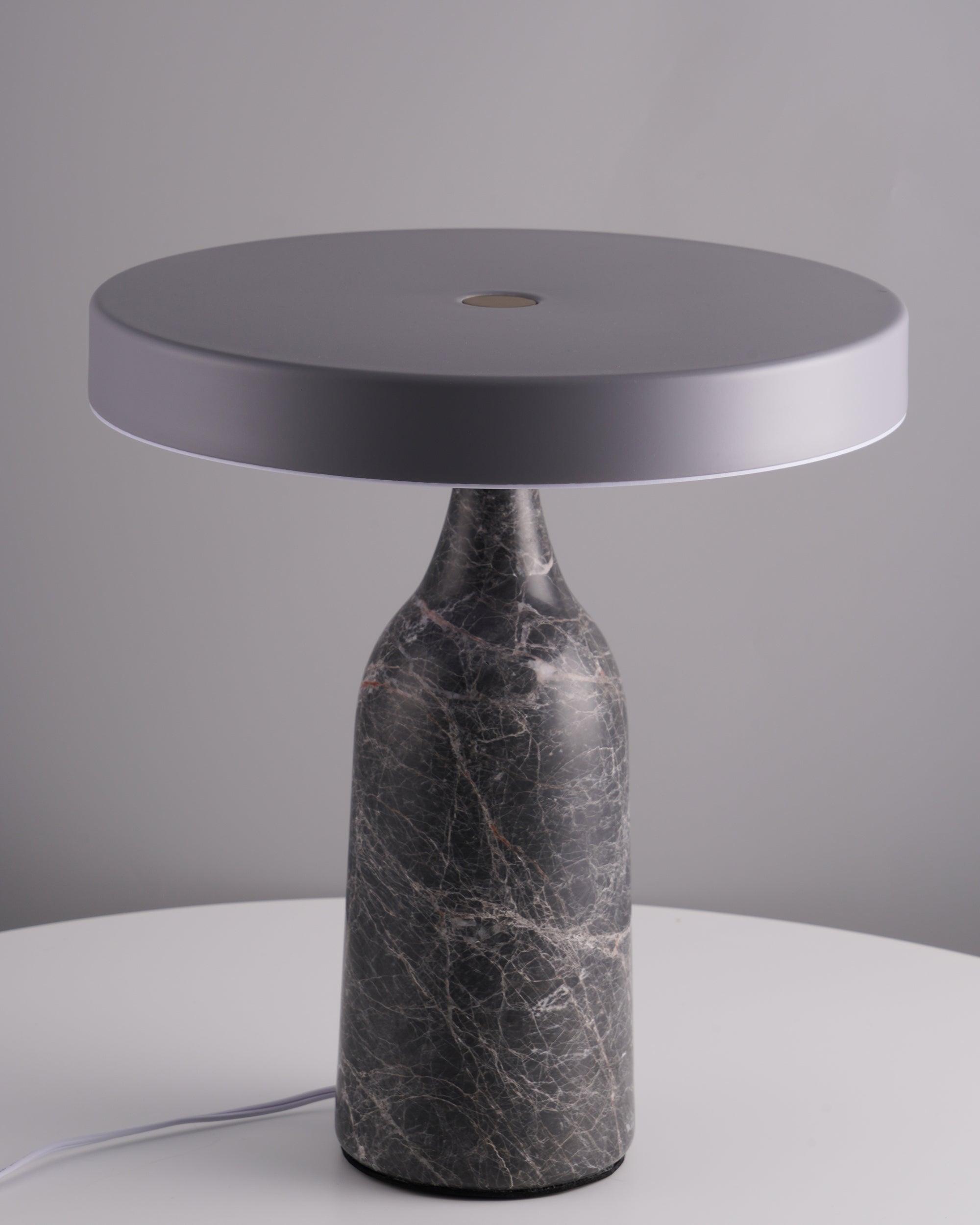 Eddy Modern Marble Base Table Lamp with Adjustable Steel Shade and Integrated LED