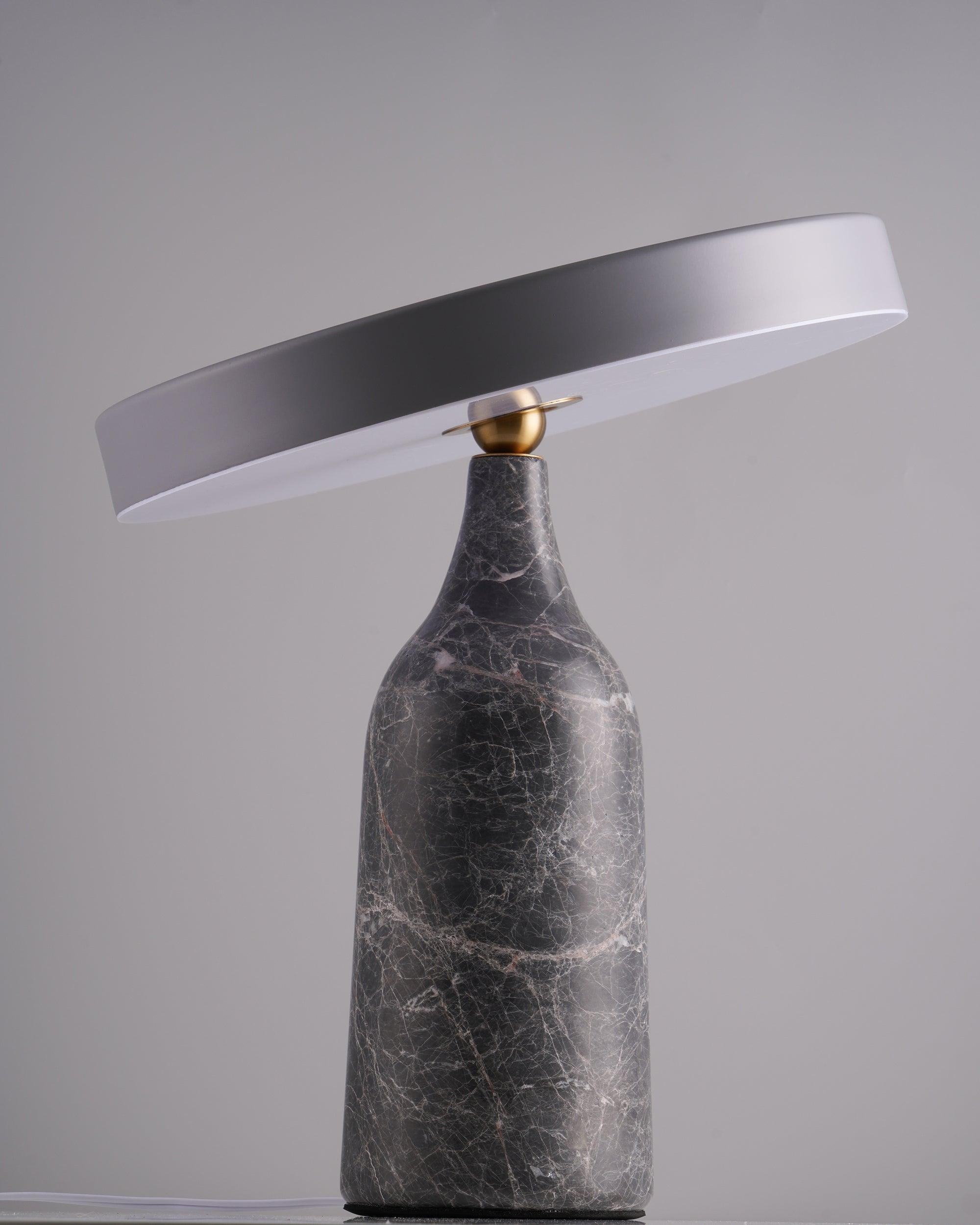 Eddy Modern Marble Base Table Lamp with Adjustable Steel Shade and Integrated LED