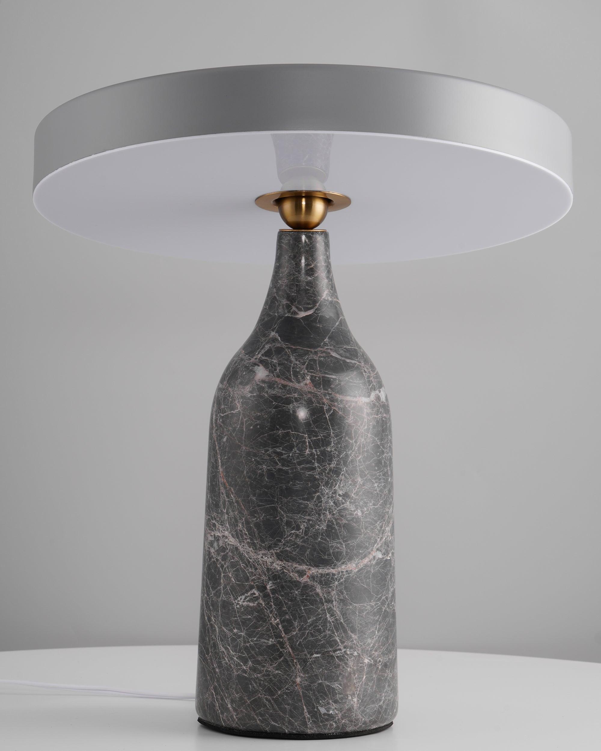Eddy Modern Marble Base Table Lamp with Adjustable Steel Shade and Integrated LED