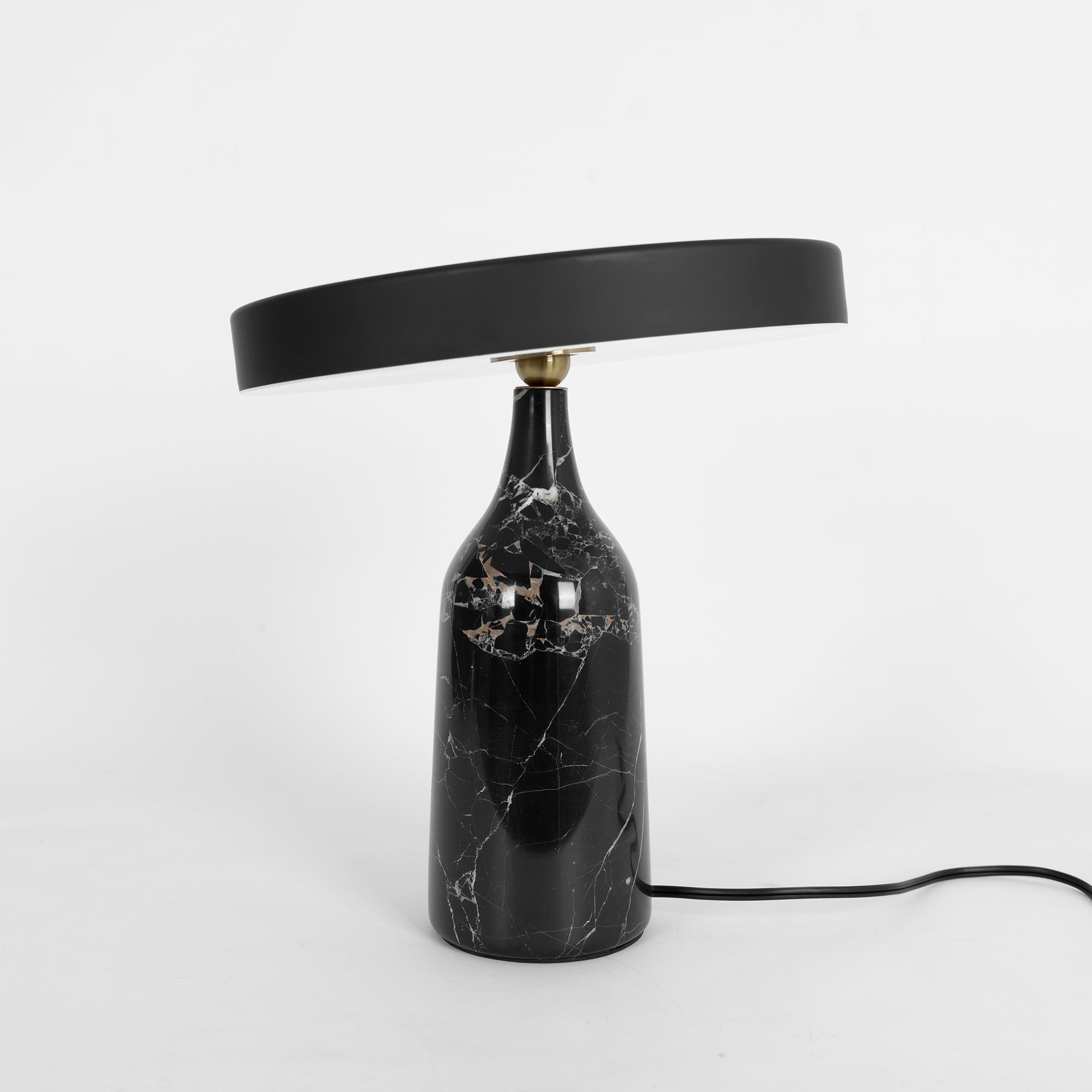 Eddy Modern Marble Base Table Lamp with Adjustable Steel Shade and Integrated LED