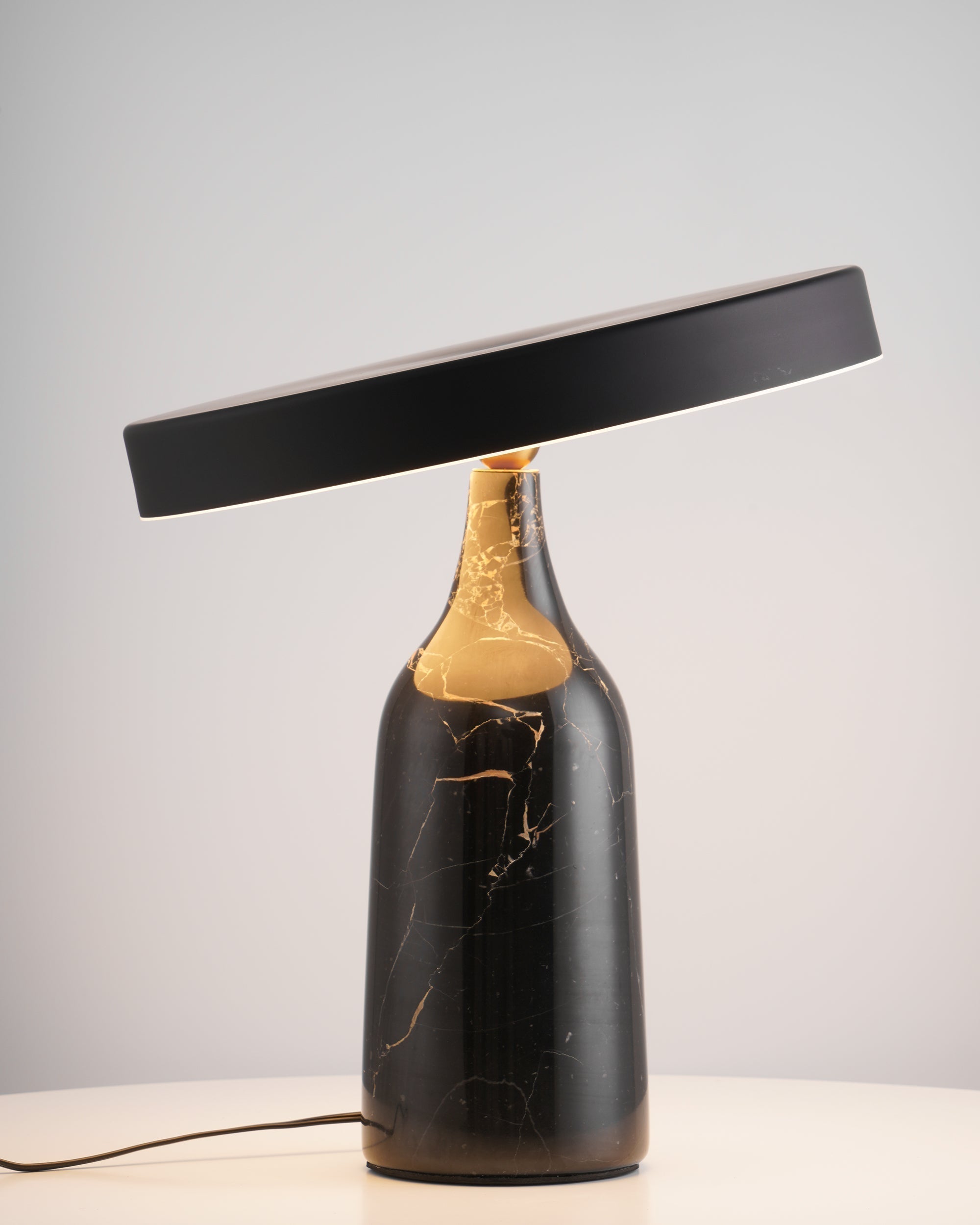 Eddy Modern Marble Base Table Lamp with Adjustable Steel Shade and Integrated LED