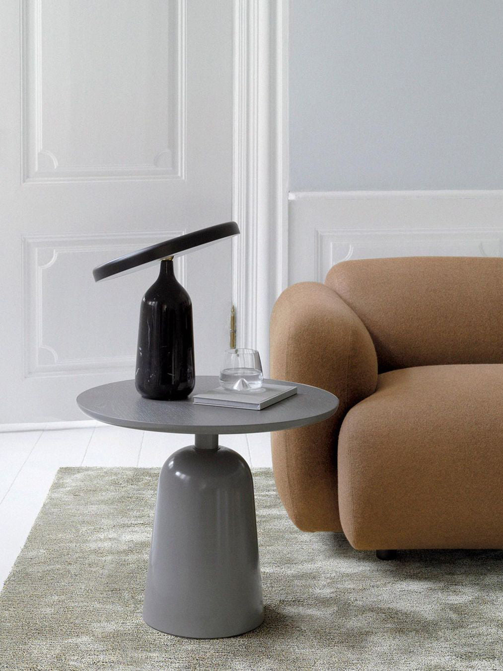 Eddy Modern Marble Base Table Lamp with Adjustable Steel Shade and Integrated LED