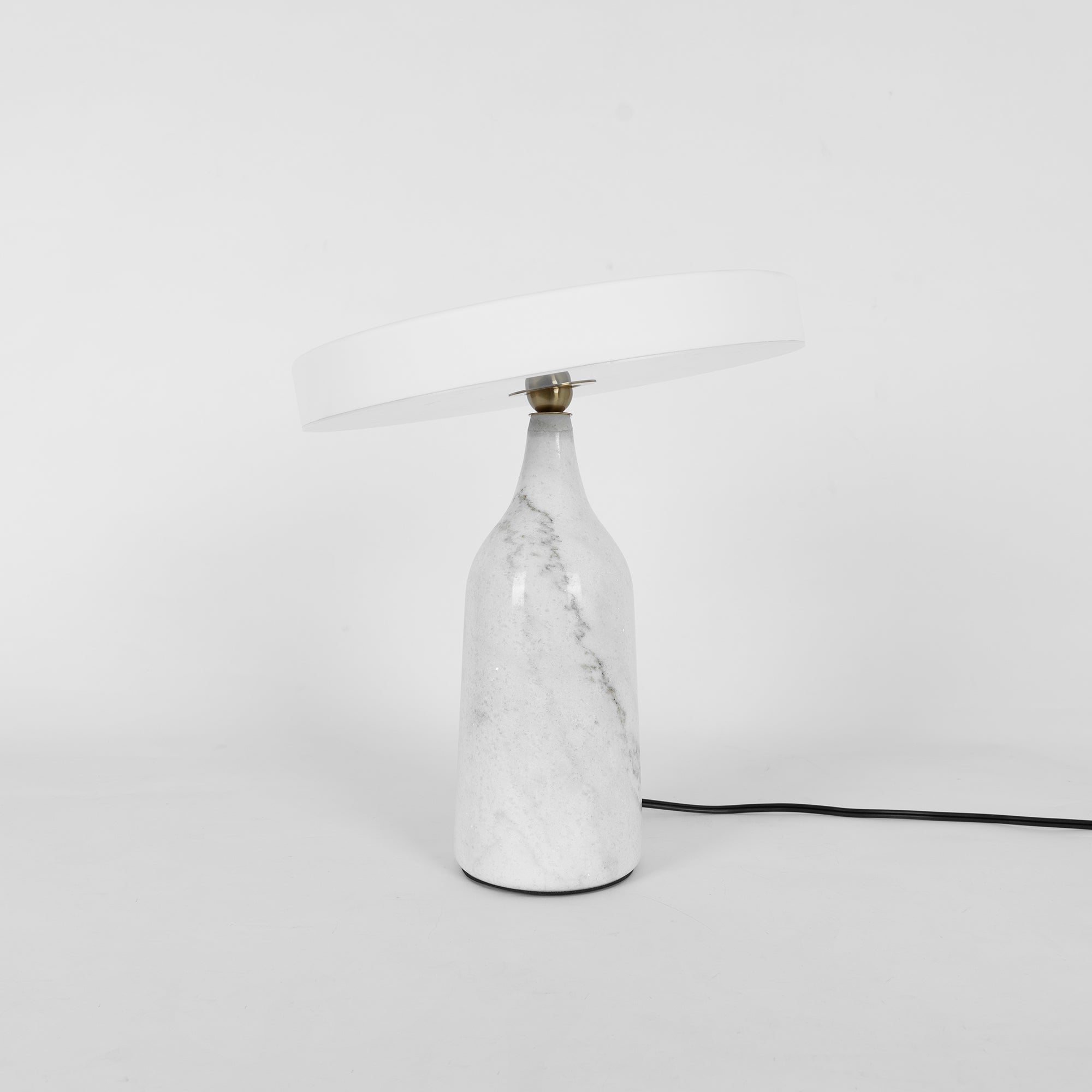 Eddy Modern Marble Base Table Lamp with Adjustable Steel Shade and Integrated LED
