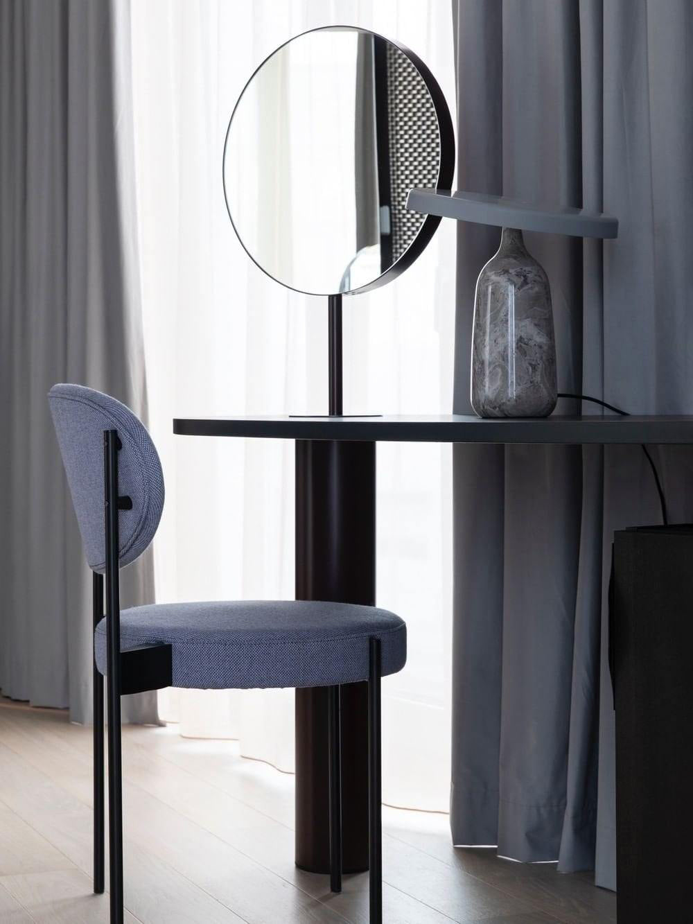 Eddy Modern Marble Base Table Lamp with Adjustable Steel Shade and Integrated LED