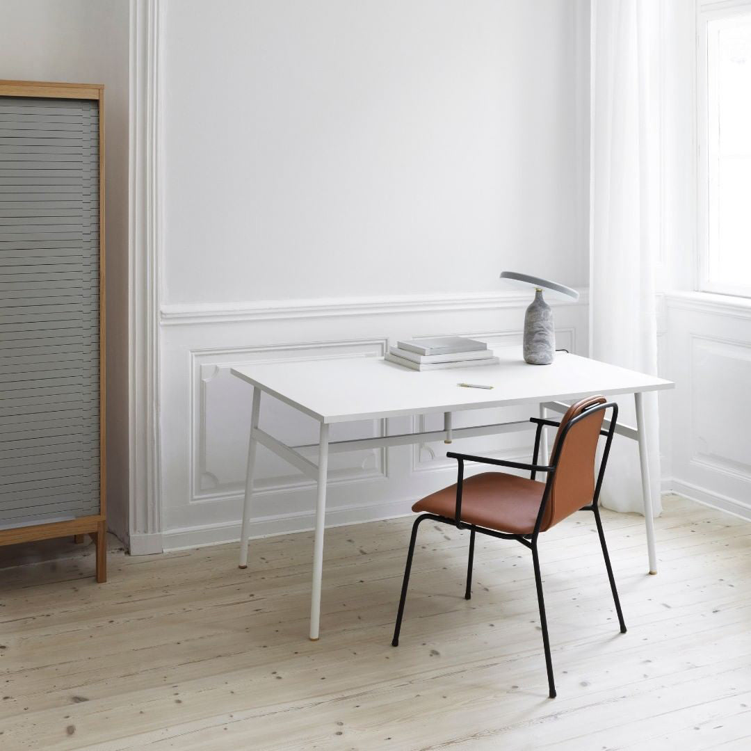 Eddy Modern Marble Base Table Lamp with Adjustable Steel Shade and Integrated LED