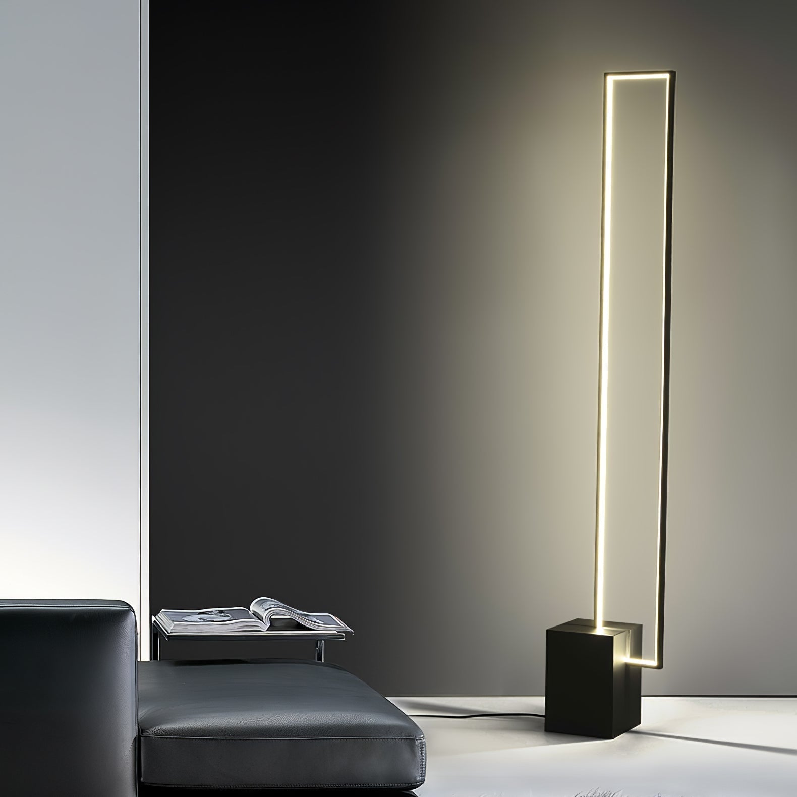 Minimalist Linear LED Standing Floor Lamp for Modern Living Room and Bedroom Reading