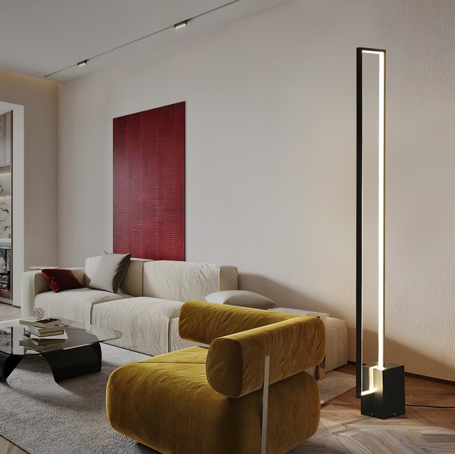 Minimalist Linear LED Standing Floor Lamp for Modern Living Room and Bedroom Reading