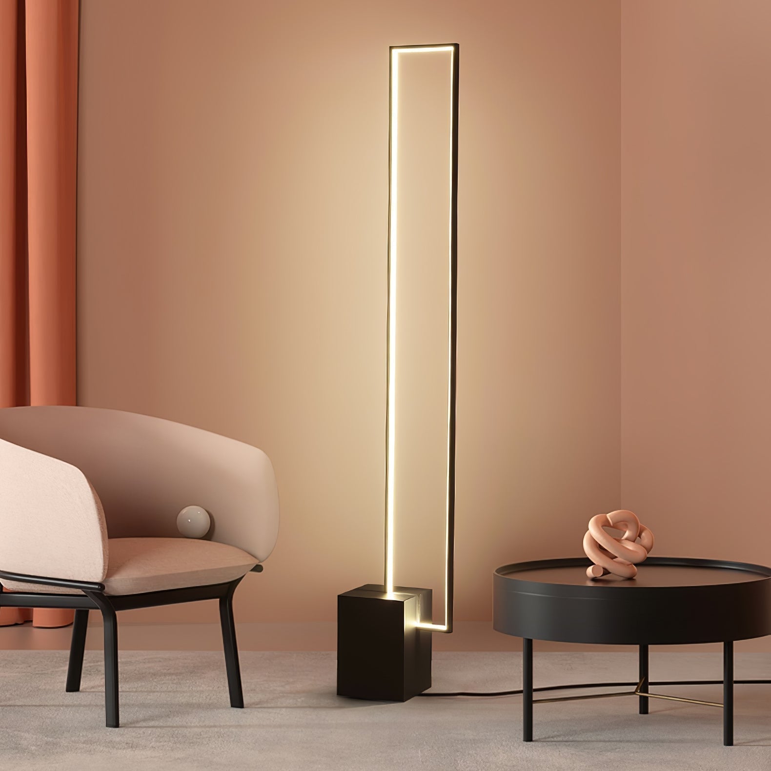 Minimalist Linear LED Standing Floor Lamp for Modern Living Room and Bedroom Reading