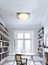 Modern Square Edged Glass LED Flush Mount Ceiling Light with Stainless Steel Frame