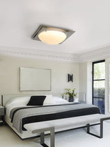 Modern Square Edged Glass LED Flush Mount Ceiling Light with Stainless Steel Frame