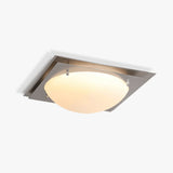 Modern Square Edged Glass LED Flush Mount Ceiling Light with Stainless Steel Frame