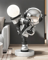 Kung Fu Astronaut Sculpture LED Floor Lamp with USB Charging and Resin Base
