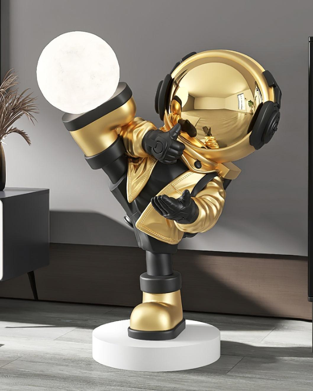 Kung Fu Astronaut Sculpture LED Floor Lamp with USB Charging and Resin Base