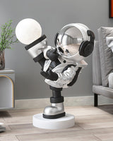 Kung Fu Astronaut Sculpture LED Floor Lamp with USB Charging and Resin Base