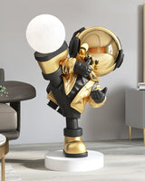 Kung Fu Astronaut Sculpture LED Floor Lamp with USB Charging and Resin Base