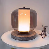 Modern Marble Table Lamp with Smoke Gray Glass Shade Contemporary Bedside Reading Light