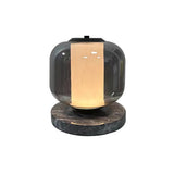 Modern Marble Table Lamp with Smoke Gray Glass Shade Contemporary Bedside Reading Light