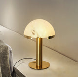 Contemporary Alabaster Stone Table Lamp with Bronze Finish for Luxury Bedroom and Office Lighting