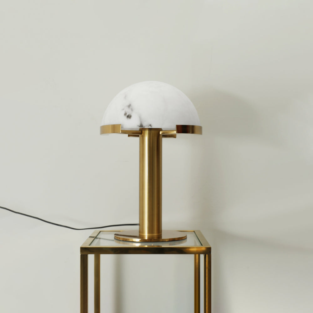 Contemporary Alabaster Stone Table Lamp with Bronze Finish for Luxury Bedroom and Office Lighting