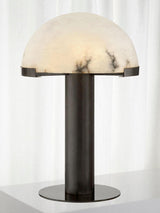 Contemporary Alabaster Stone Table Lamp with Bronze Finish for Luxury Bedroom and Office Lighting