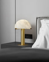 Contemporary Alabaster Stone Table Lamp with Bronze Finish for Luxury Bedroom and Office Lighting