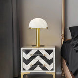 Contemporary Alabaster Stone Table Lamp with Bronze Finish for Luxury Bedroom and Office Lighting