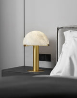 Contemporary Alabaster Stone Table Lamp with Bronze Finish for Luxury Bedroom and Office Lighting