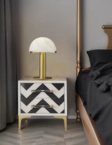 Contemporary Alabaster Stone Table Lamp with Bronze Finish for Luxury Bedroom and Office Lighting