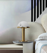Contemporary Alabaster Stone Table Lamp with Bronze Finish for Luxury Bedroom and Office Lighting