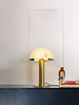 Contemporary Alabaster Stone Table Lamp with Bronze Finish for Luxury Bedroom and Office Lighting