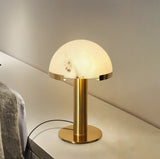 Contemporary Alabaster Stone Table Lamp with Bronze Finish for Luxury Bedroom and Office Lighting