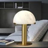Contemporary Alabaster Stone Table Lamp with Bronze Finish for Luxury Bedroom and Office Lighting
