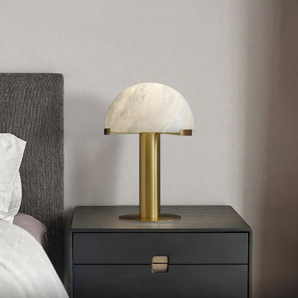 Contemporary Alabaster Stone Table Lamp with Bronze Finish for Luxury Bedroom and Office Lighting