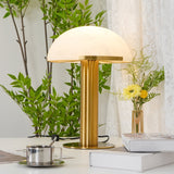 Contemporary Alabaster Stone Table Lamp with Bronze Finish for Luxury Bedroom and Office Lighting